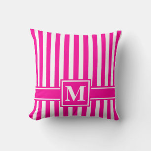 Coussin Pink Modern Stripe with Monogram