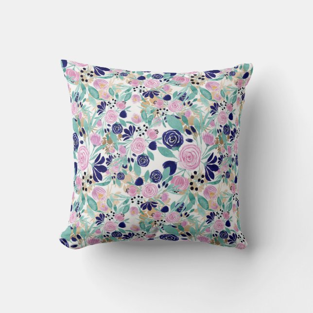 Coussin Pink Navy Blue Gold (Recto)