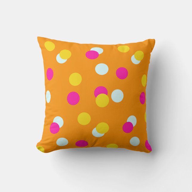 Coussin Pink Orange White and Yellow Dot throw pillow (Recto)
