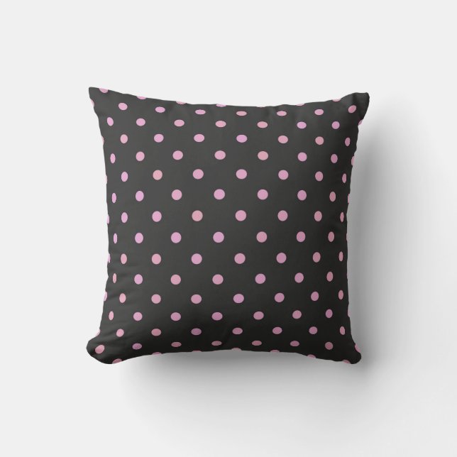 Coussin Pink Pearl et pois gris tonnerre (Recto)