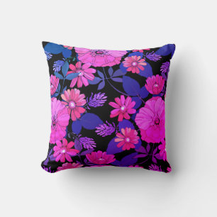 Coussin Pink & Purple Coloré Floral Impression Jeter Oreil