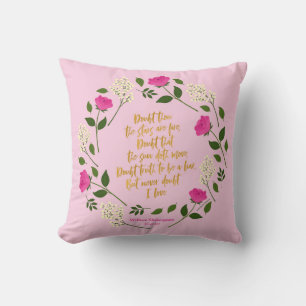 Coussin Pink Purple Floral William Shakespeare Never Doubt
