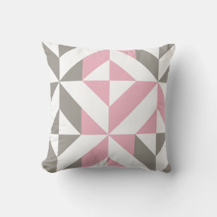 Coussin Pink Raspberry and Silver Geometric ZigZag