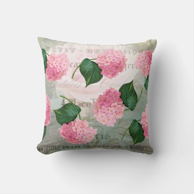 Coussin Pink Redoute Hydrangea (Recto)