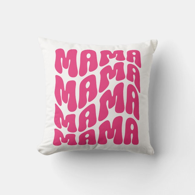 Coussin Pink Retro Super Mama Mère Mère Fête Maman (Recto)