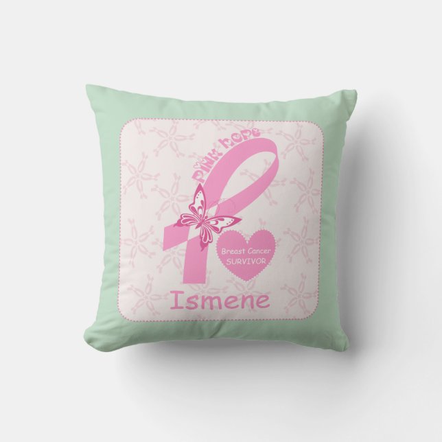 Coussin Pink Ribbon La frontière de la menthe survivant au (Recto)