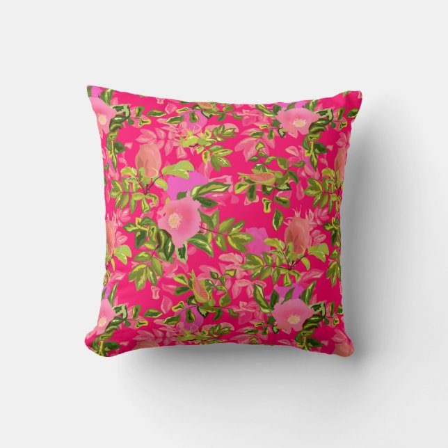 Coussin Pink rose hanche, rose rose sauvage hanche (Recto)