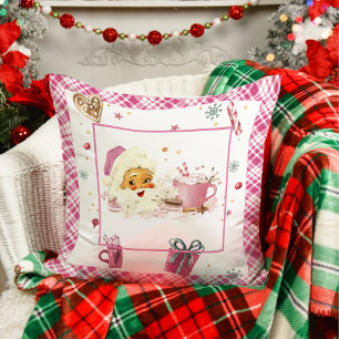 Coussin Pink Santa Claus Motif de Noël Jeu d'oreiller