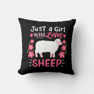 Coussin Pink Sheep   Just A Girl Who Loves Sheep Venin