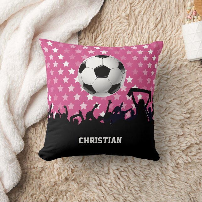 Coussin Pink Stars Soccer Ball and Fans (Couverture)