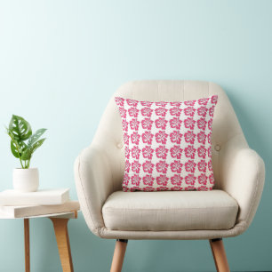 Coussin Pink Tropical Island Hibiscus Fleur Floral Imprime