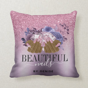 Coussin PINK violet salon à ongles femme technicien des on