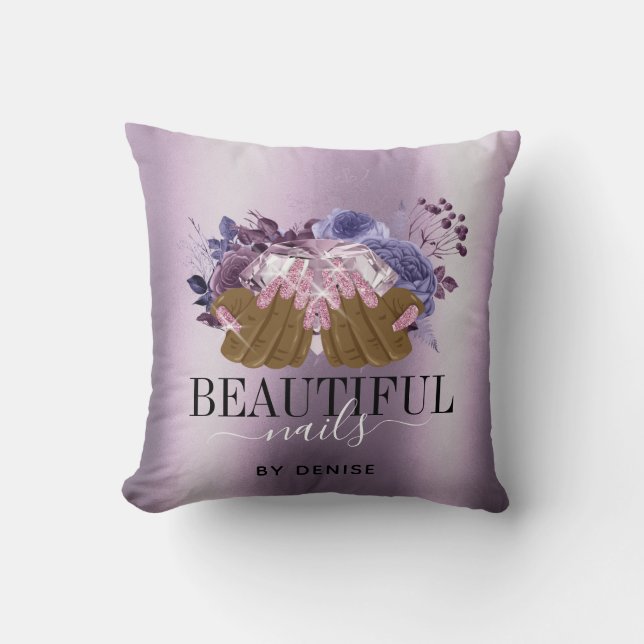 Coussin PINK violet salon à ongles femme technicien des on (Recto)