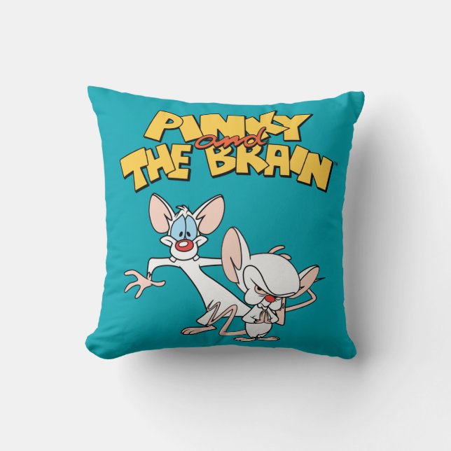 Coussin Pinky et le cerveau | Afficher le logo (Recto)