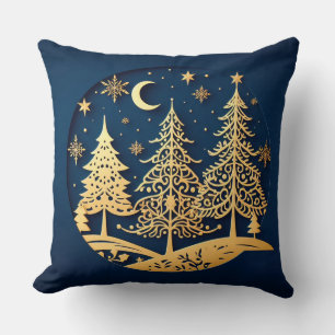Coussin Pins sereins aux découpes de papier – Forêt au cla