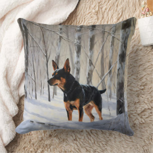 Coussin Pinscher Nain Noël Laissez Tomber la Neige