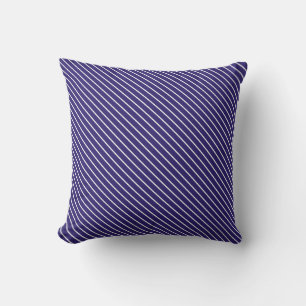 Coussin Pinstripes diagonales - bleu marine et blanc