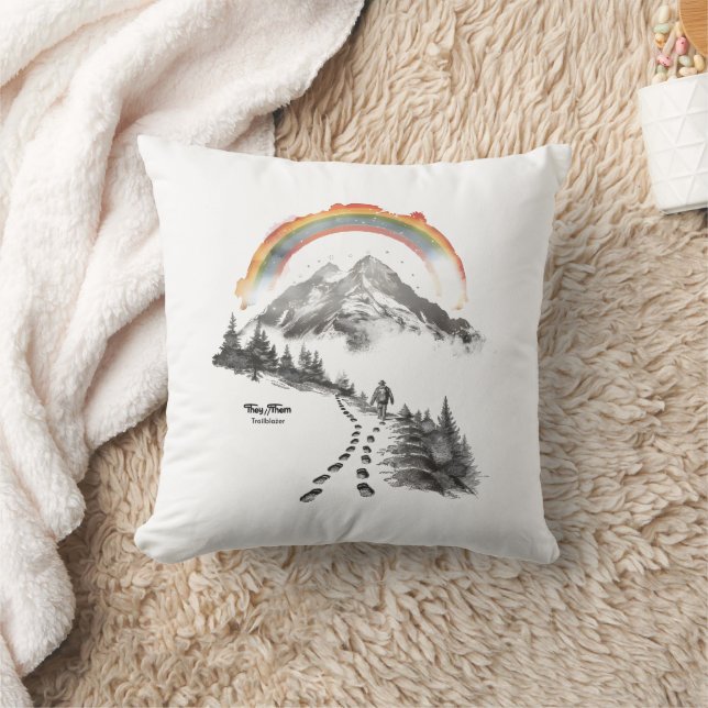 Coussin Pionnier·e Ils/Elles – Art de camping pour la fier (Couverture)