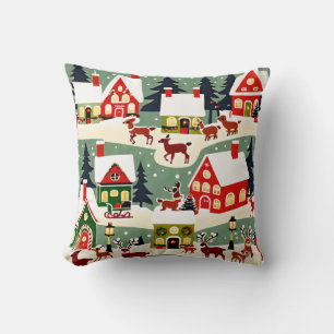 Coussin Pique-nique de Noël village de Noël