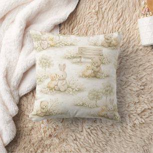 Coussin Pique-nique floral de jardin de lapin ours neutre 