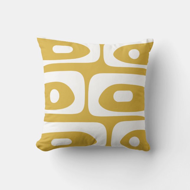 Coussin Piquet moderne du siècle Abstrait moutarde & blanc (Recto)