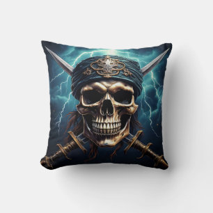 Coussin Pirate crâne avec épée Jeter l'oreiller