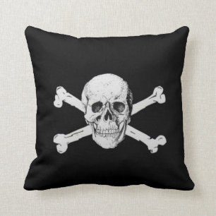 Coussin Pirate crâne et os croisés