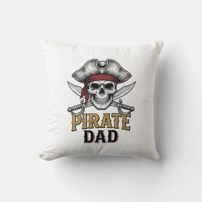 Coussin Pirate Dad Skull Sword Vintage Engraving Shirt_1 (Recto)