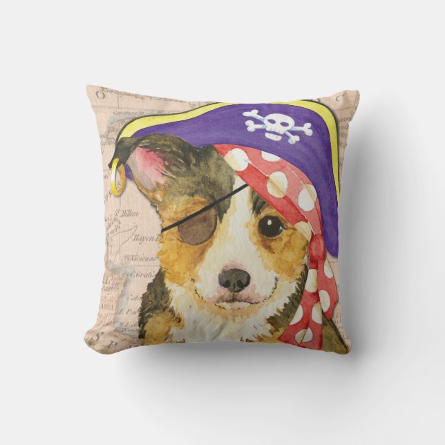 Coussin Pirate de corgi de Gallois de Pembroke (Recto)