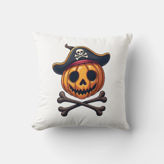 Coussin Pirate de la citrouille � Chemise de crâne d'Hallo (Recto)