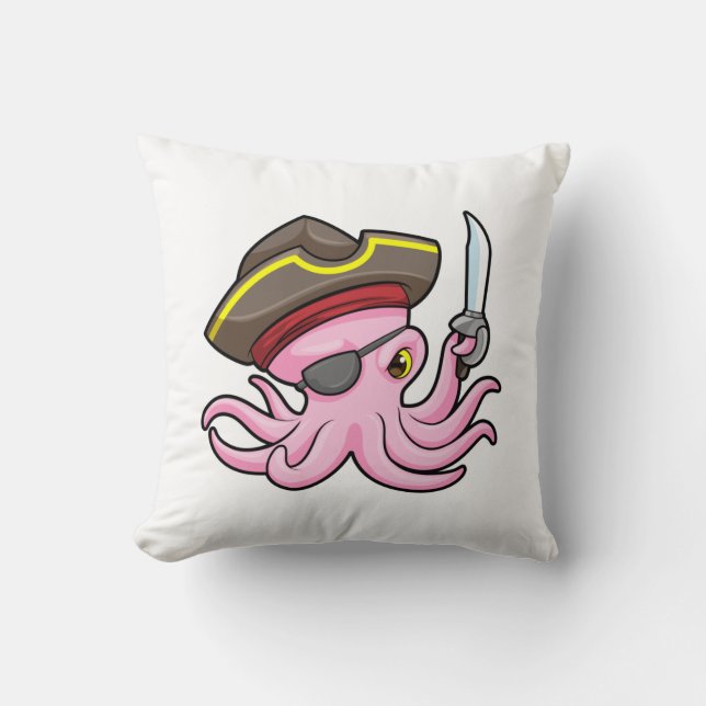 Coussin Pirate de pieuvre avec patch Sabre et Oeil (Recto)