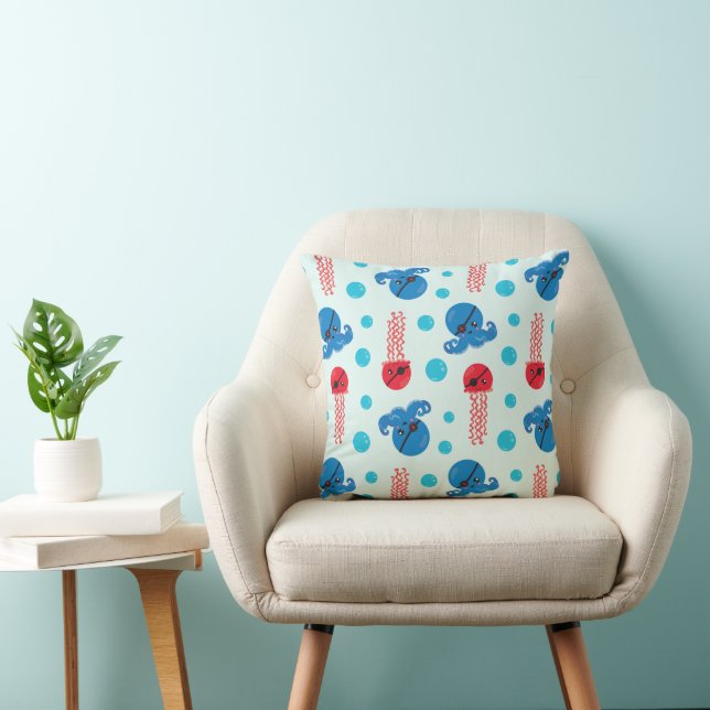 Coussin Pirate Octopus, Pirate Jellyfish, Sea Animaux (Chaise)