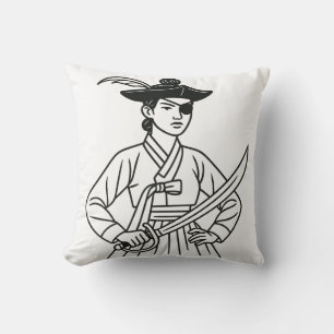 Coussin Pirate rétro coréen - Héroïne minimaliste de Hanbo