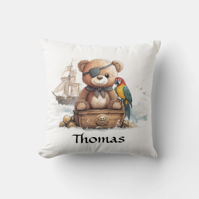 Coussin Pirate Teddy Bear Aventure - Personnalisable (Recto)