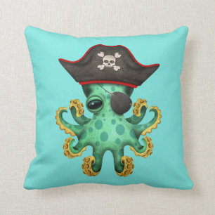 Coussin Pirate vert mignon de poulpe de bébé
