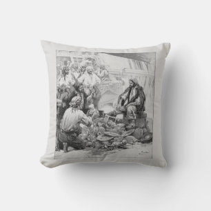 Coussin Pirates d'antan comptant leurs trésors et leur but