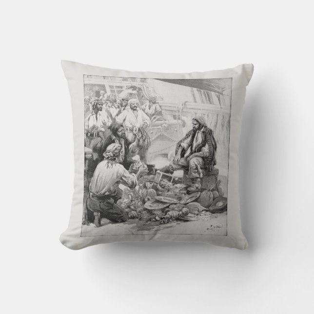 Coussin Pirates d'antan comptant leurs trésors et leur but (Recto)