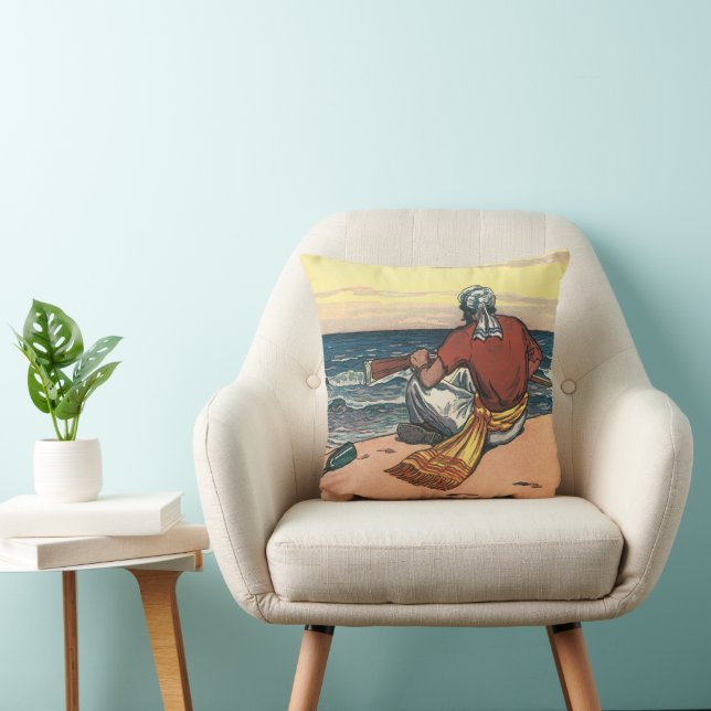 Coussin Pirates Vintage, Abandonnés sur une Île Déserte (Chaise)