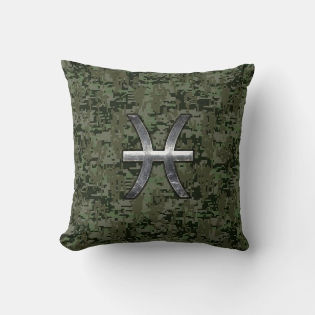 Coussin Pisces Zodiac Sign on Woodland Green Camion numéri (Recto)