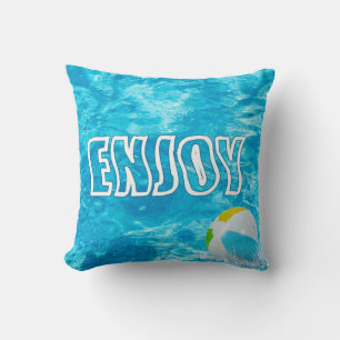 Coussin Piscine Profitez de l'oreiller à lancer de texte