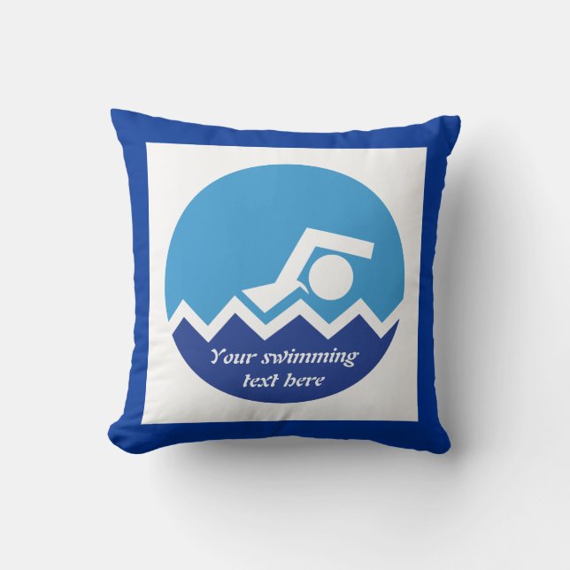 Coussin Pismming venin, swimmer on blue circle custom (Recto)