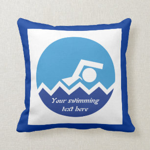 Coussin Pismming venin, swimmer on blue circle custom