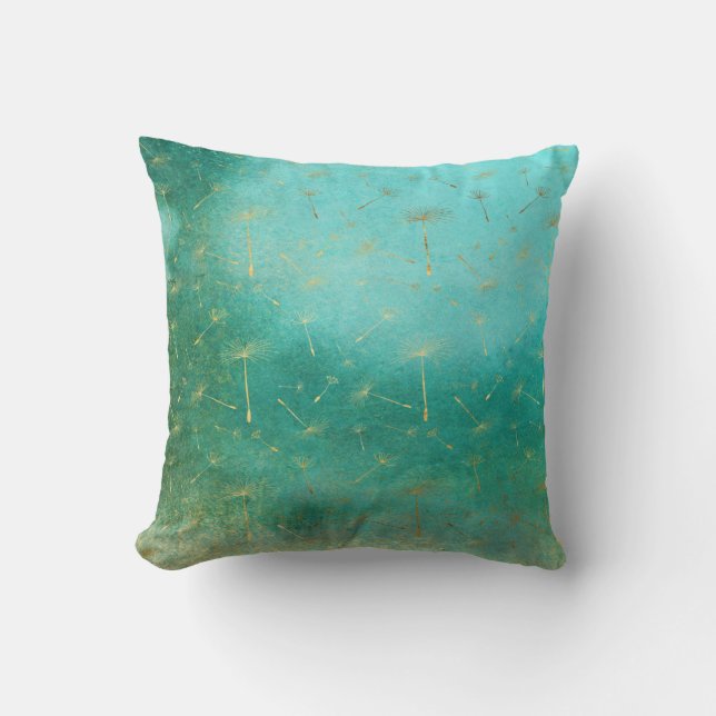Coussin Pissenlit Vert Et Or (Recto)