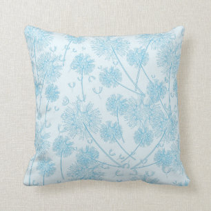 Coussin pissenlits assez bleu-clair