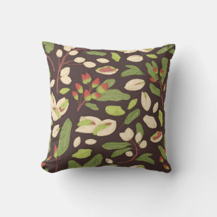 Coussin pistache sans joint motif avec noix, coquilles, so