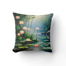 Pistes de bambou et fleurs de lotus