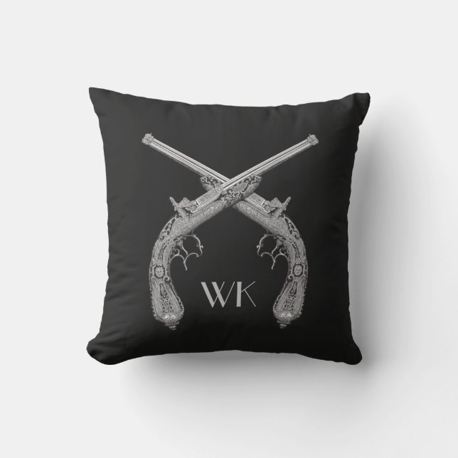 Coussin Pistolets croisés Monogramme Noir (Recto)