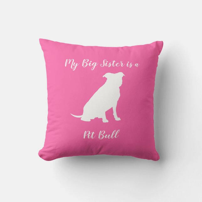 Coussin Pit Bull Chien Baby shower rose fille Pitbull (Recto)