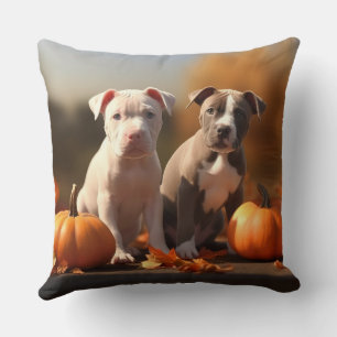 Coussin Pitbull Chiot Automne Citrouille de plaisir