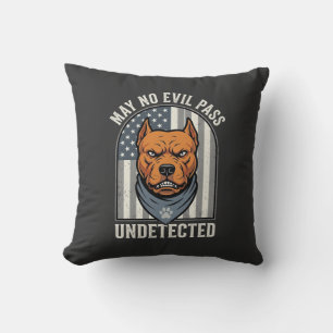Coussin Pitbull Patriotique Chien de Garde